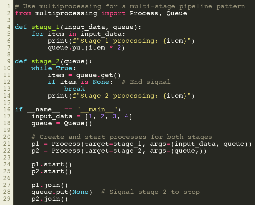 SuperFastPython's tweet photo. Use multiprocessing for a multi-stage pipeline pattern
#Python #Concurrency https://t.co/Iur2WeZiLT