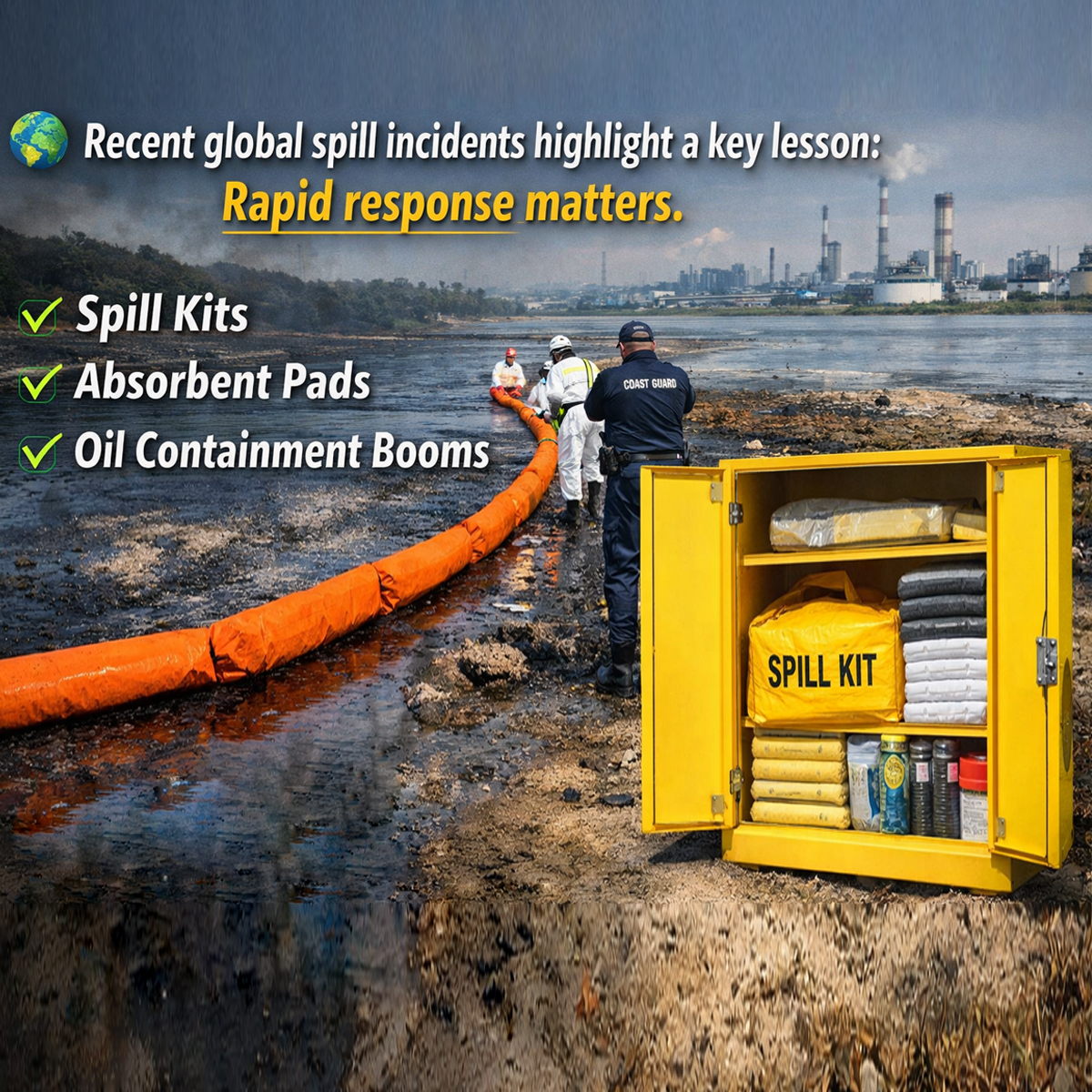 upquarksafety's tweet image. 🌎Recent global spill incidents highlight a key lesson: rapid response matters. Be prepared with:
✔ Spill kits
✔ Absorbent pads
✔ Oil containment booms Prepared sites reduce risk.
#OilSpill #SpillControl #IndustrialSafety