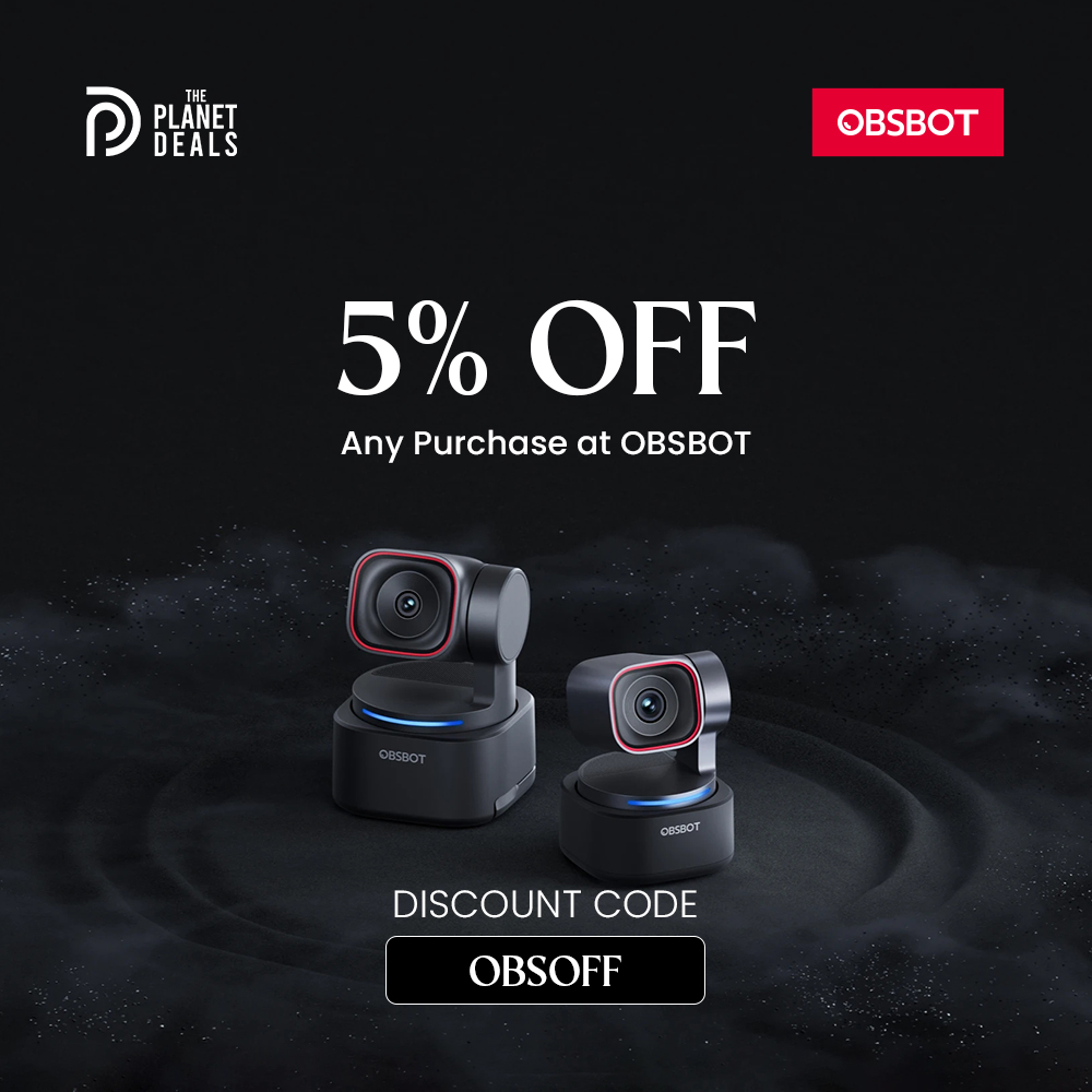 PlanetDealsOff's tweet image. Get 5% OFF smart AI cameras with the verified OBSBOT coupon code: OBSOFF 🎥
Upgrade your setup with auto-tracking &amp;amp; pro video features.

#OBSBOT #OBSBOTCouponCode #AICamera #TechDeals