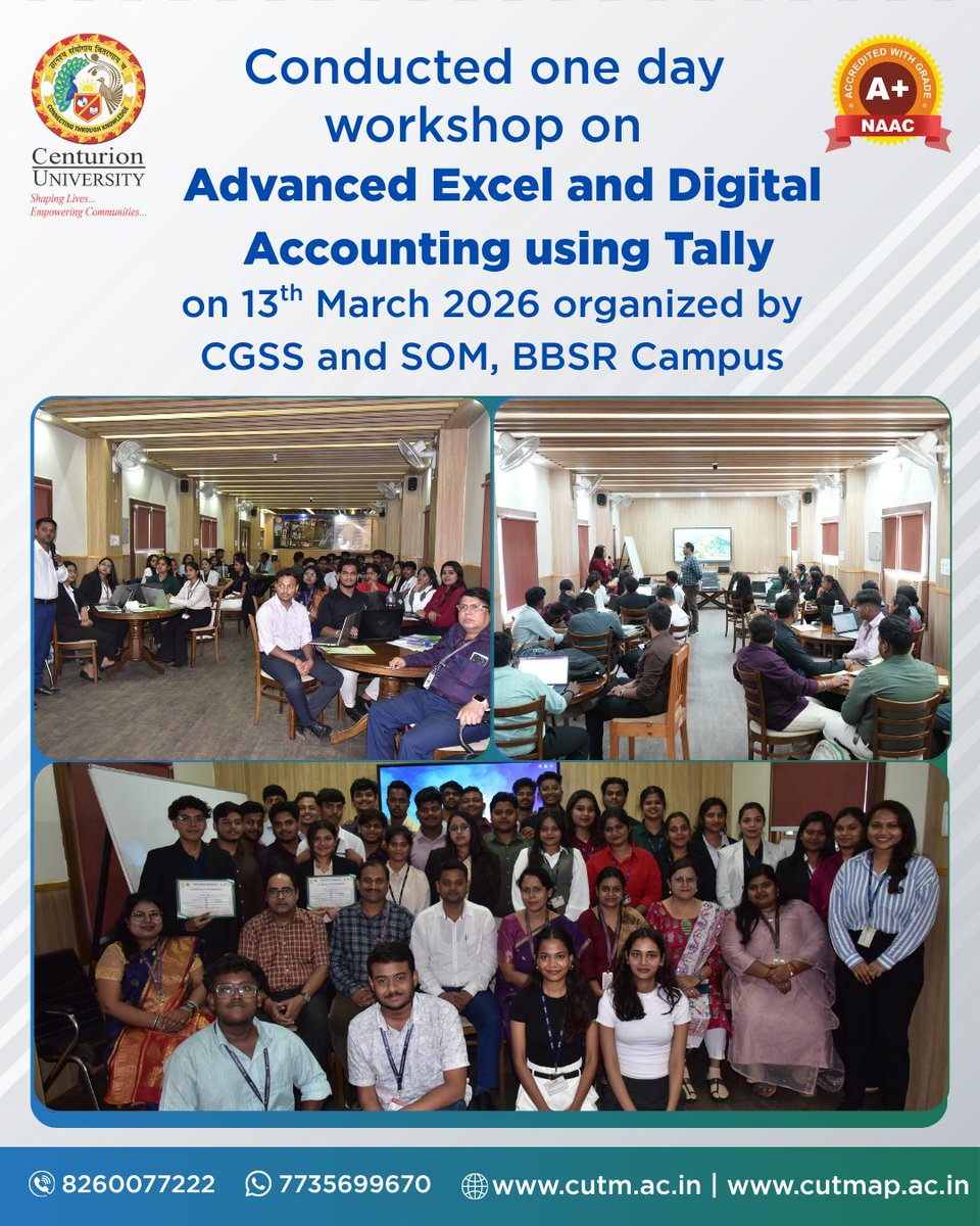 CUTMIndia's tweet image. Hands-on learning, real-world skills, and future-ready professionals 🚀

#AdvancedExcel #Tally #DigitalAccounting #SkillDevelopment #cutmpkd #cutmbbsr #cutmap