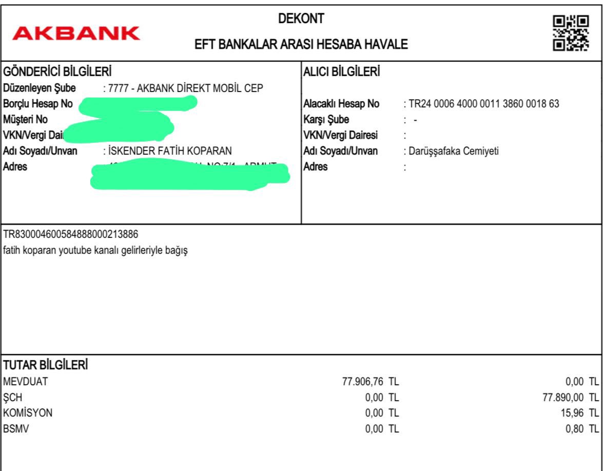 Bu ayki youtube gelirlerimizle Darüşşafaka'ya, depremzede öğrencilerimizin eğitimi için 77.900 lira bağışladık. Totalde milyonlarca liraya ulaştık Kanalımızı takip edip, dostlarınıza tavsiye ederek bursumuza destek verebilirsiniz❤️youtube.com/@ifkoparan?si=…