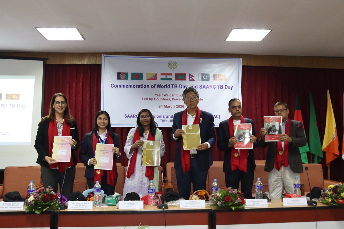Unveiling Ceremony of STAC Publications on the occasion of World and SAARC TB Day 2026
<a href="/BDMOFA/">Ministry of Foreign Affairs</a> 
<a href="/ForeignOfficePk/">Ministry of Foreign Affairs - Pakistan</a> 
<a href="/MoHFW_INDIA/">Ministry of Health</a> 
<a href="/MofaNepal/">MOFA of Nepal 🇳🇵</a> 
<a href="/MOFA/">Moritz Schaefer</a>
<a href="/SaarcSec/">SAARC</a> 
<a href="/SAARCCulture/">SAARC Cultural Centre</a> 
<a href="/SDF_SAARC/">SAARC Development Fund</a> 
<a href="/UNICEF_Pakistan/">UNICEF Pakistan</a> 
<a href="/UNICEF_SriLanka/">UNICEF Sri Lanka</a> 
<a href="/UNICEFROSA/">UNICEF South Asia</a> 
<a href="/Yeti4mNepal/">ANUJ BHATTACHAN</a>