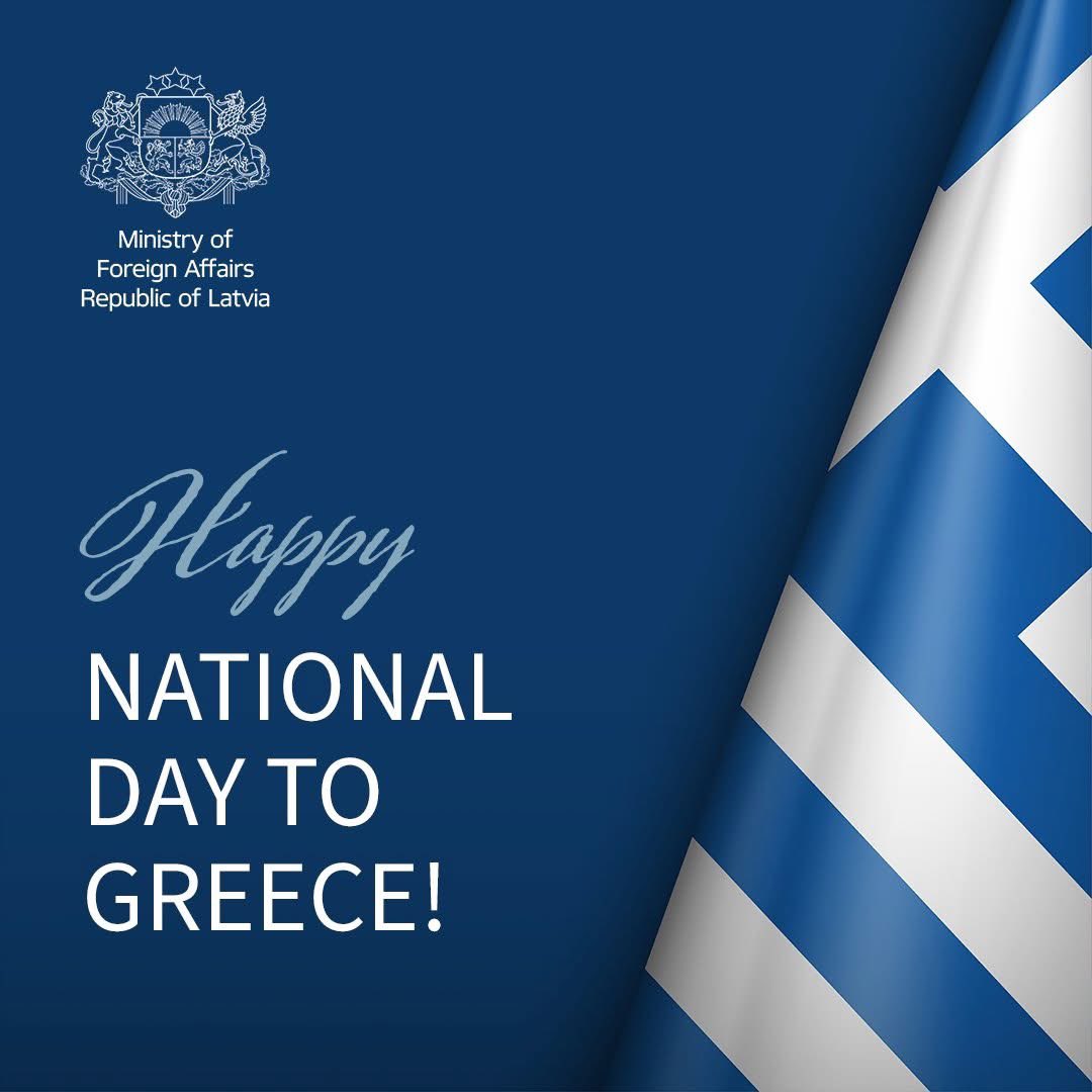 Latvian_MFA's tweet image. Latvia extends its warmest greetings to Greece 🇬🇷, our EU 🇪🇺 partner and NATO ally, on its #NationalDay. We look forward to deepening our cooperation and further enhancing the strong ties between 🇱🇻 🤝 🇬🇷

@LatviaEmbAthens | @GreeceMFA | @GRUN_NY