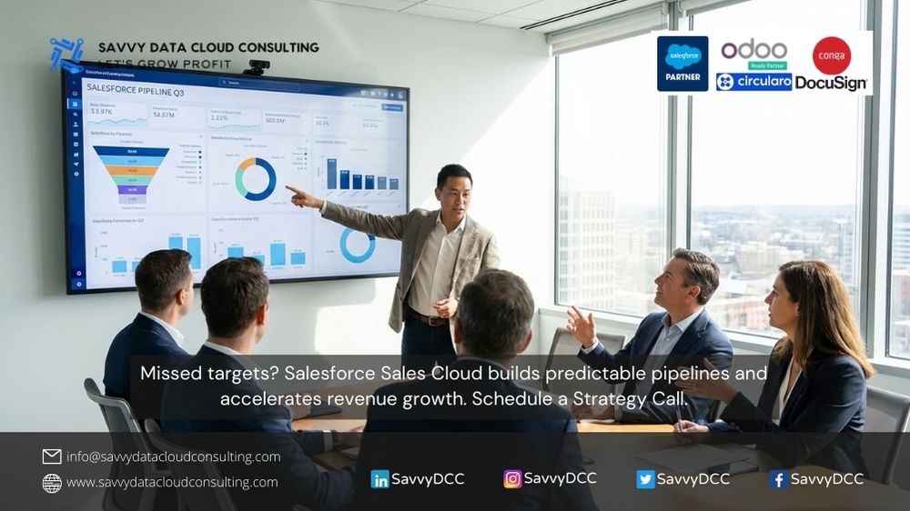 SavvyDCC's tweet image. Missed targets? Salesforce Sales Cloud builds predictable pipelines and accelerates revenue growth. Schedule a Strategy Call. #Salesforce #SalesCloud #CRMStrategy #RevenueGrowth #B2BSales #PipelineManagement #EnterpriseCRM #SalesLeadership #LeadGeneration #TechConsulting