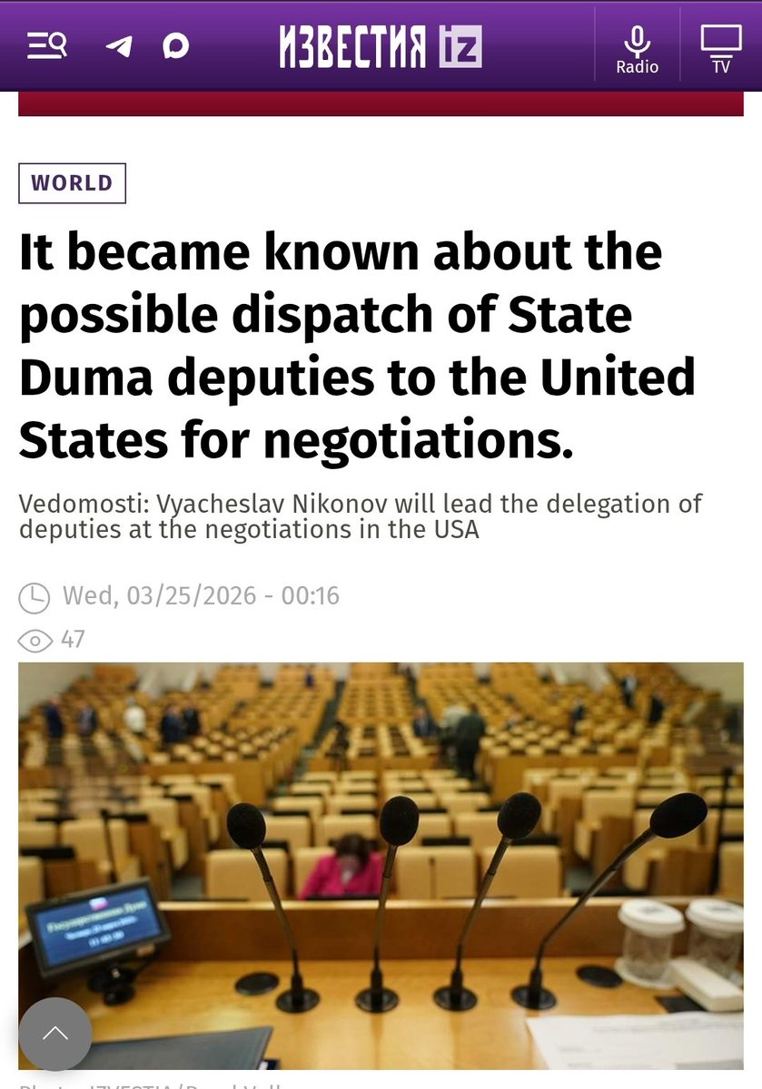 Gu_rebel's tweet photo. RÚSSIA 🇷🇺 

Uma delegação multipartidária de deputados da Duma deve chegar a Washington nesta quinta-feira para uma série de reuniões com autoridades da administração Trump, incluindo conversas no Departamento de Estado. 

A delegação é liderada por Vyacheslav Nikonov, vice-presidente do comitê de assuntos internacionais da Duma, e conta com representantes de facções chave do parlamento russo. O encontro foi organizado a convite da congressista republicana da Flórida, Anna Paulina Luna, que vem defendendo diálogos diretos sobre a guerra na Ucrânia, comércio e o futuro das relações entre os dois países. A visita, confirmada por fontes russas e americanas, ocorre em meio a esforços da Casa Branca para explorar caminhos de desescalada no conflito europeu, embora detalhes sobre a agenda permaneçam limitados e o gabinete de Luna tenha evitado comentários oficiais.

Acontece que a presença de Nikonov à frente da delegação carrega um simbolismo histórico no mínimo curioso: ele é neto de Vyacheslav Molotov, o ministro das Relações Exteriores soviético que em 1939 assinou o pacto com a Alemanha nazista que resultou na divisão da Polônia e no início da Segunda Guerra Mundial na Europa. Um lembrete irônico e talvez proposital das continuidades e rupturas na política russa, em um momento em que o Kremlin tenta se reposicionar nas negociações.

(via TASS, RIA Novosti, Xinhua e outras)