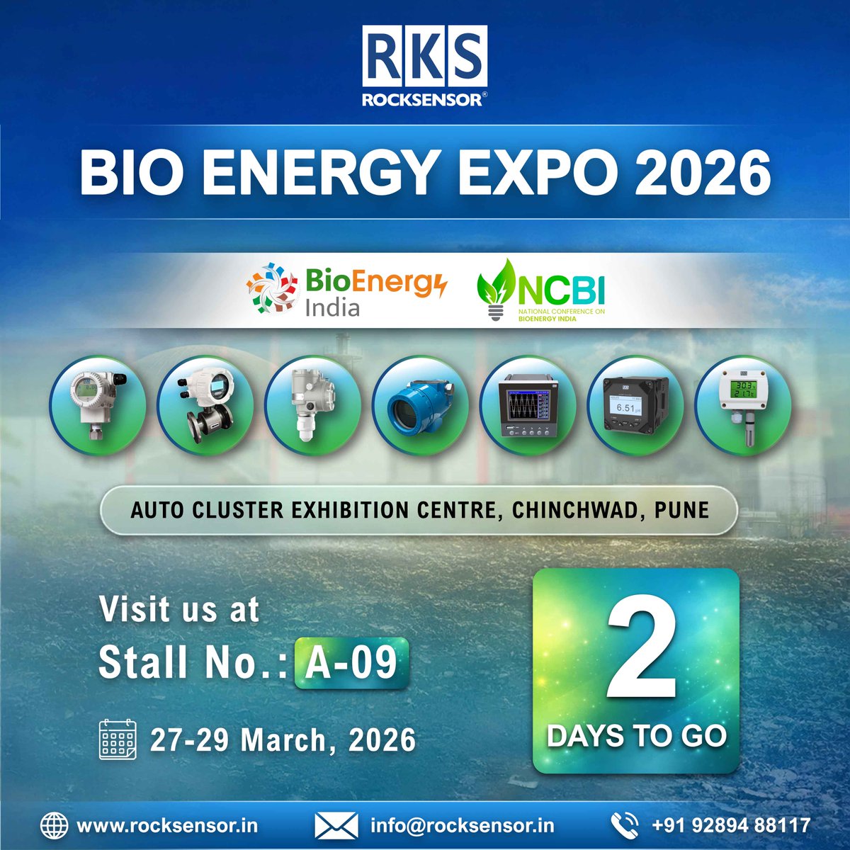 rocksensor_ind's tweet photo. 🚀 Just 2 Days to Go! Meet Rocksensor at Bioenergy Expo 2026, Pune
Precision instrumentation for biogas, biomass &amp; renewable energy plants⚡

📍 Auto Cluster Exhibition Centre
🏢 Stall A-09
📅 27–29 March
👉 Visit us &amp; discuss your next project. "DM ME."
#BioEnergyExpo2026 https://t.co/6dav0qqrGV
