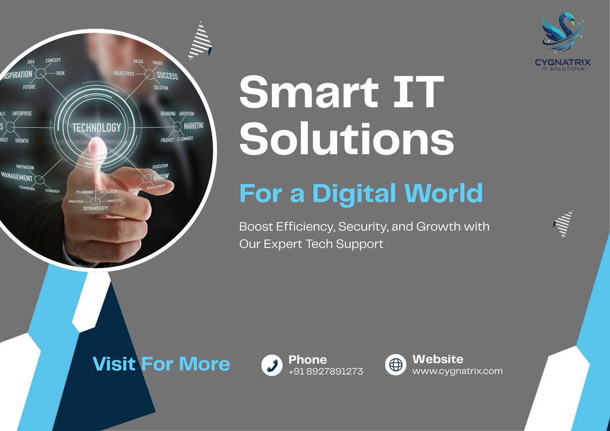 cygnatrix's tweet photo. 💡 Smart IT Solutions for a Digital World

Empower your business with secure, scalable, and efficient technology solutions.From strategy to execution — we help you grow smarter.🚀 Let’s take your business to the next level.#ITSolutions #DigitalTransformation #BusinessTechnology https://t.co/MGUf6YW2QJ