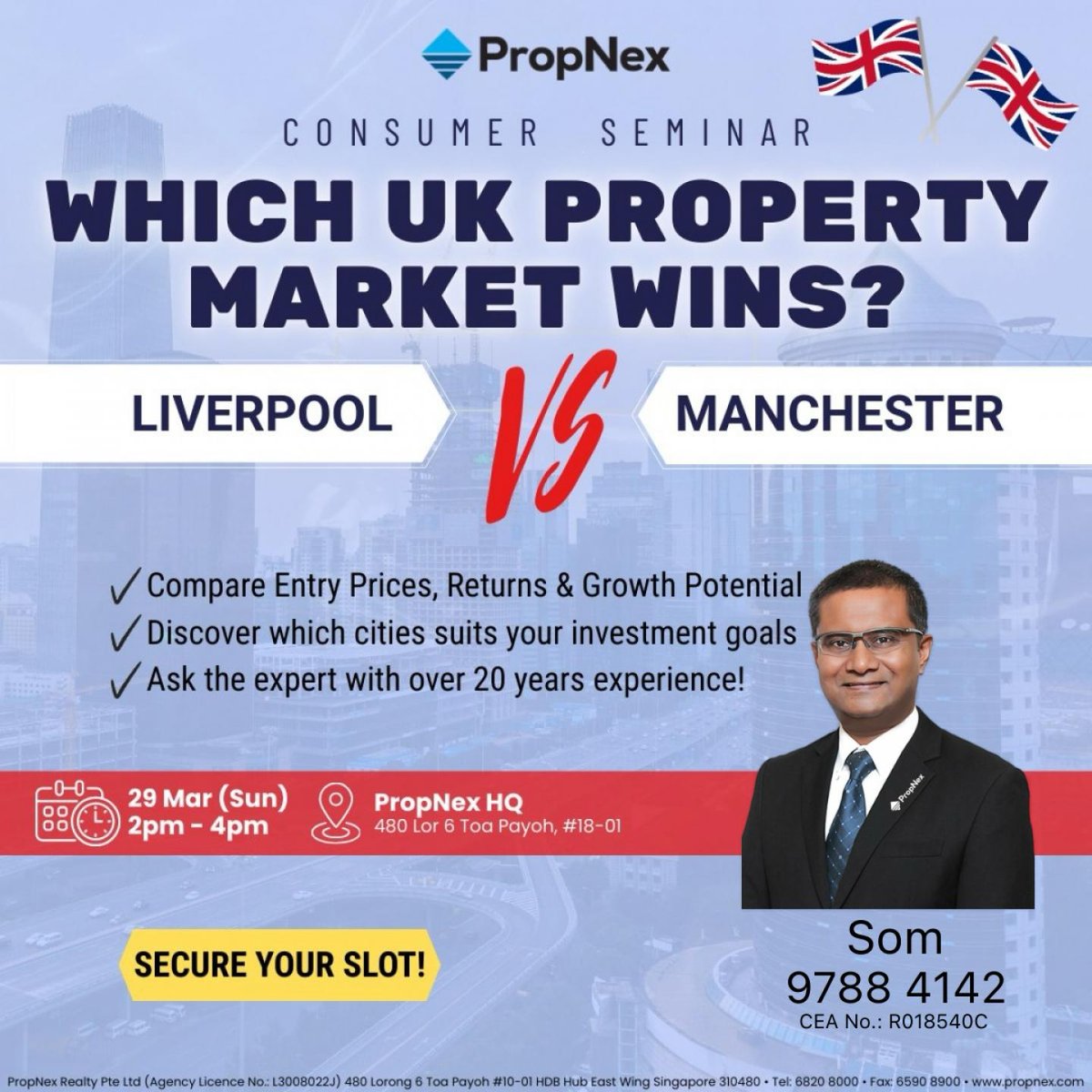 Som_giri's tweet photo. Join us for an exciting seminar:  
Manchester vs Liverpool: Which UK Property Market Wins? ⚽ 
Date: March 29, 2026 | Time: 2:00 PM - 4:00 PM  
Venue: 480 Lorong 6 Toa Payoh, #18-01  

🔍 Take advantage and register now! Simply visit the following link: https://t.co/BPHoFDGvEE https://t.co/Dn1Jb5W5do