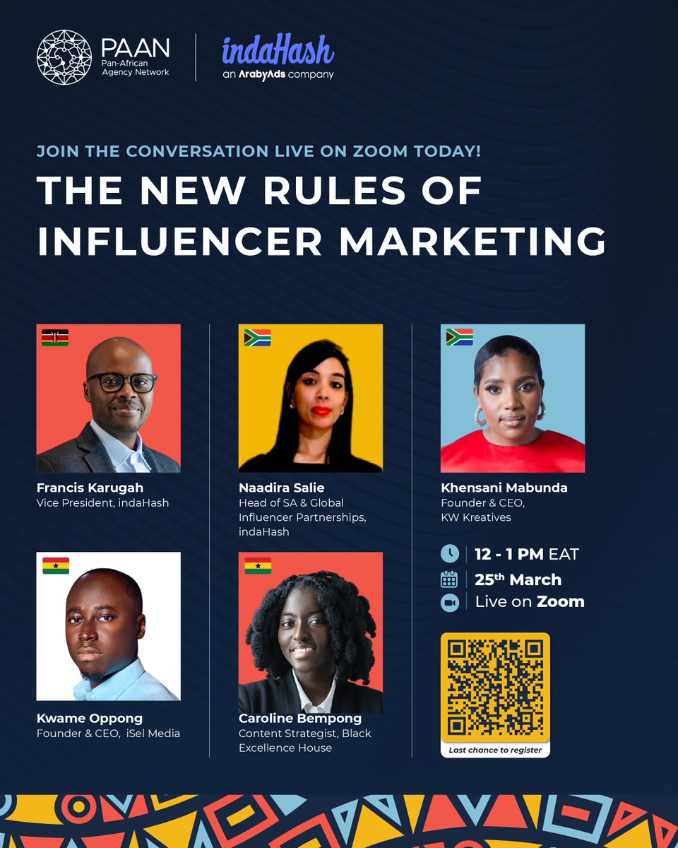 Last chance to register.
PAAN, in partnership with <a href="/indahash_com/">indaHash</a>, is bringing you the new rules of influencer marketing.

We’ll be diving into how agencies and brands can scale influencer campaigns and use data &amp; AI to drive better results.

Sign up via: tinyurl.com/y9exdx7t