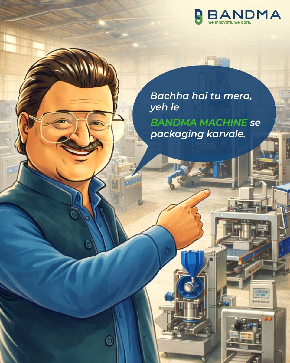 bandma_india's tweet image. Bachha hai tu mera
Packaging ka level upgrade karna hai toh smart choice lena padega.

Bandma Machine ke saath speed bhi milegi, precision bhi, aur finish bhi ekdum premium. 

Ab jugaad nahi sirf perfect packaging.
.
.
#Bandma #PackagingMachine #PackagingSolutions