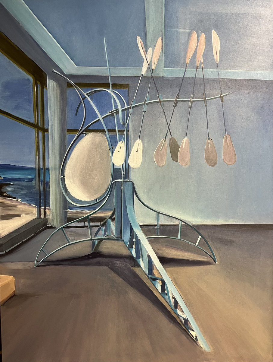 pascalberger691's tweet photo. Présentation d’une nouvelle peinture acrylique sur toile, 130cm / 97cm série, 2026. Un point de réalité, sculpture de la série « aérienne » au musée Sprengel de Hanovre avec pour toile de fond, la mer Méditerranée. https://t.co/XakrGDcOVN