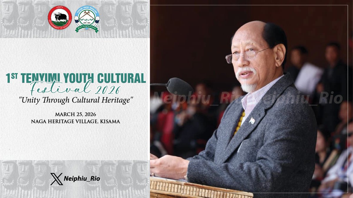 Neiphiu_Rio's tweet photo. Happy to join the Tenyimi community for the 1st Tenyimi Youth Cultural Festival. The Festival is a celebration of our shared identity, living heritage, and the spirit of our people, wherever we may be. The theme, “Unity through Cultural Heritage,” is both timely and meaningful. https://t.co/43vIaLfGjP