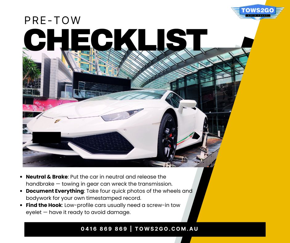 Tows2Go's tweet photo. Pre-Tow Checklist: Protect Your Build

Moving a low-clearance classic or a supercar? Don't just "hook it and hope." Follow these 3 steps before the truck arrives:

Safe. Level. Professional. Call Tows2Go on 0416 869 869 | https://t.co/sJwQcS79sM
#GoldCoastTowing https://t.co/5lW1f3tDpA