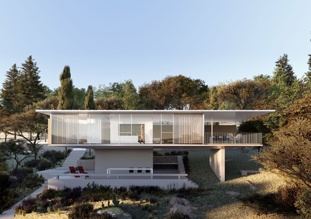 Architizer's tweet photo. The design of the residence seeks a discreet integration into the landscape, avoiding architectural imposition while creating a retreat of tranquility and escape, maintaining a constant dialogue with nature.

📍Saronida, Greece
Project by: Agis Mourelatos | Architects
Details: https://t.co/1GWynpaNIz