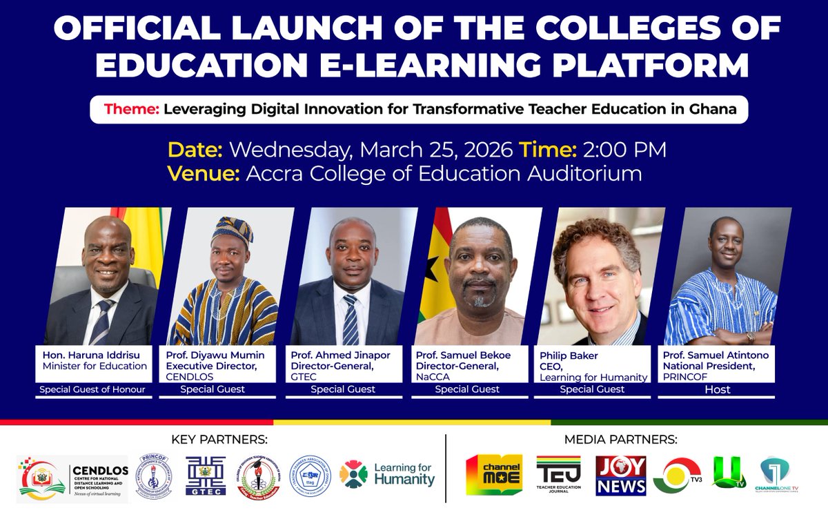 AcCEMakers's tweet image. Drum roll please... Launch of Tusitawi e-Learning Platform for Colleges of Education in Ghana🇬🇭 at Accra College of Education today! 🌤️ T u s i t a w i "Let us flourish." 
25/03/2026 @AcCE_SRC, @AcCE_62