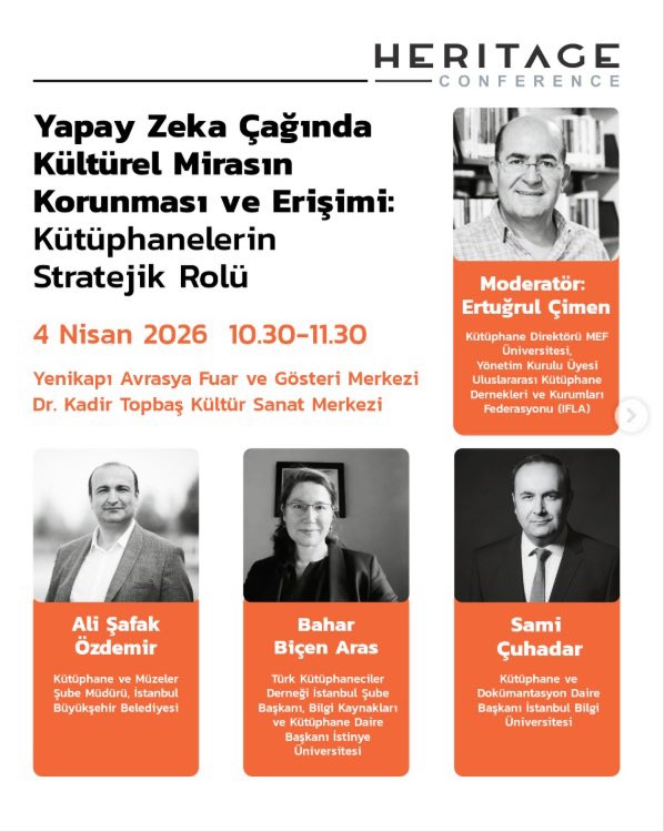 safakozdem's tweet photo. Yapay zekâ çağında kütüphaneler, bilginin korunması ve erişime açılmasında stratejik bir rol üstleniyor.

Kültürel mirasın geleceğini konuşmak üzere 4 Nisan’da Heritage Conference’ta buluşuyoruz.

Katkı sunacak olmaktan memnuniyet duyuyorum.

📍 Yenikapı Avrasya Fuar ve Gösteri Merkezi
🕥 10.30 – 11.30

#Kütüphane #KültürelMiras #YapayZeka #HeritageConference #İstanbul