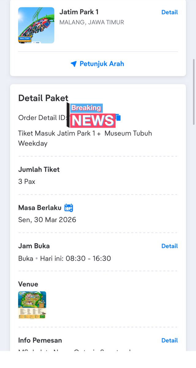 strawmilkiess's tweet photo. WTS TIKET JATIMPARK 1 30 MARET GUYSSSS SALAH MENCET TANGGAL😭😭😭 underprice aja jual rugi #WTS #jatimpark #malang https://t.co/VSFQ7tSo39