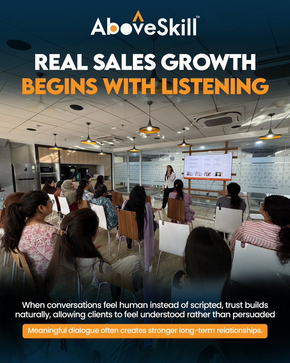 AboveSkill's tweet photo. Better sales ≠ more pitching.
Better sales = better understanding.
Stronger conversations → Higher trust → Long-term clients.
Build a sales team that clients choose, not avoid.
DM “Sales” to know more.
#SalesTraining #B2BSales #SalesStrategy #AboveSkill https://t.co/YcCiGrz7o4