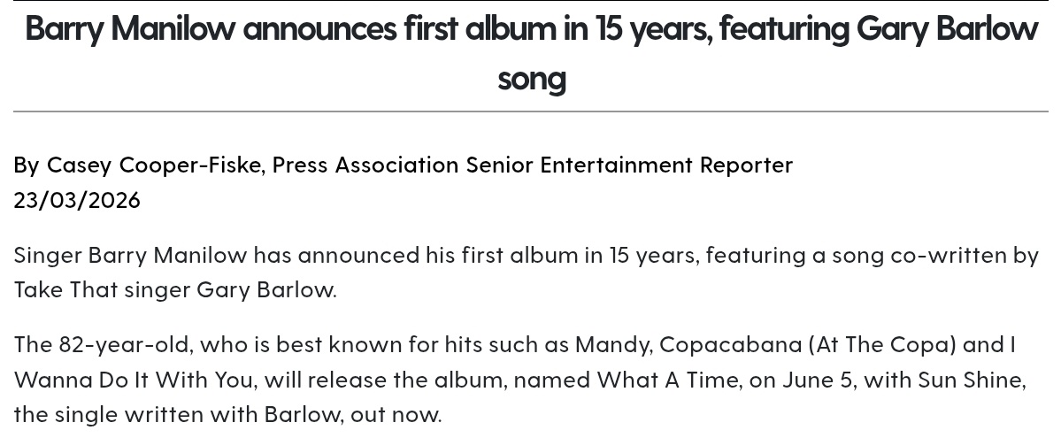 Garyismyhero's tweet image. #Sunshine #BarryM #cowritten #single @GaryBarlow #picnotfromarticle 

pa.media/blogs/pa-uplif…