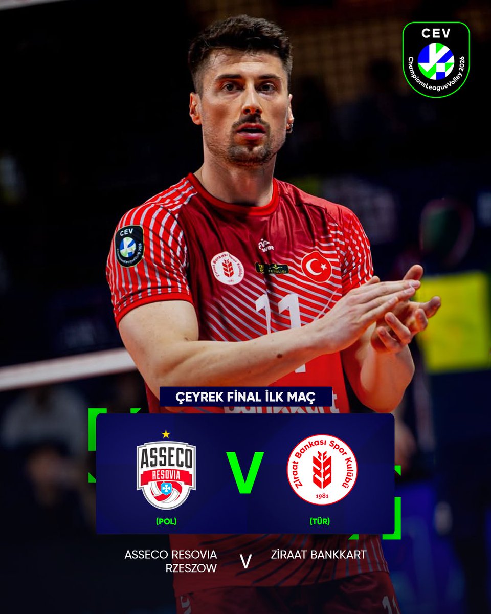 HEDEF FINAL FOUR! 🎟️ Ziraat Bankkart, CEV Şampiyonlar Ligi’nde çeyrek final ilk maçına çıkıyor. 

🇹🇷 Ziraat Bankkart - Asseco Resovia Rzeszow 🇵🇱
🕣 20.00 (TSI)
📺 EuroVolley.TV &amp; TRT Spor Yıldız