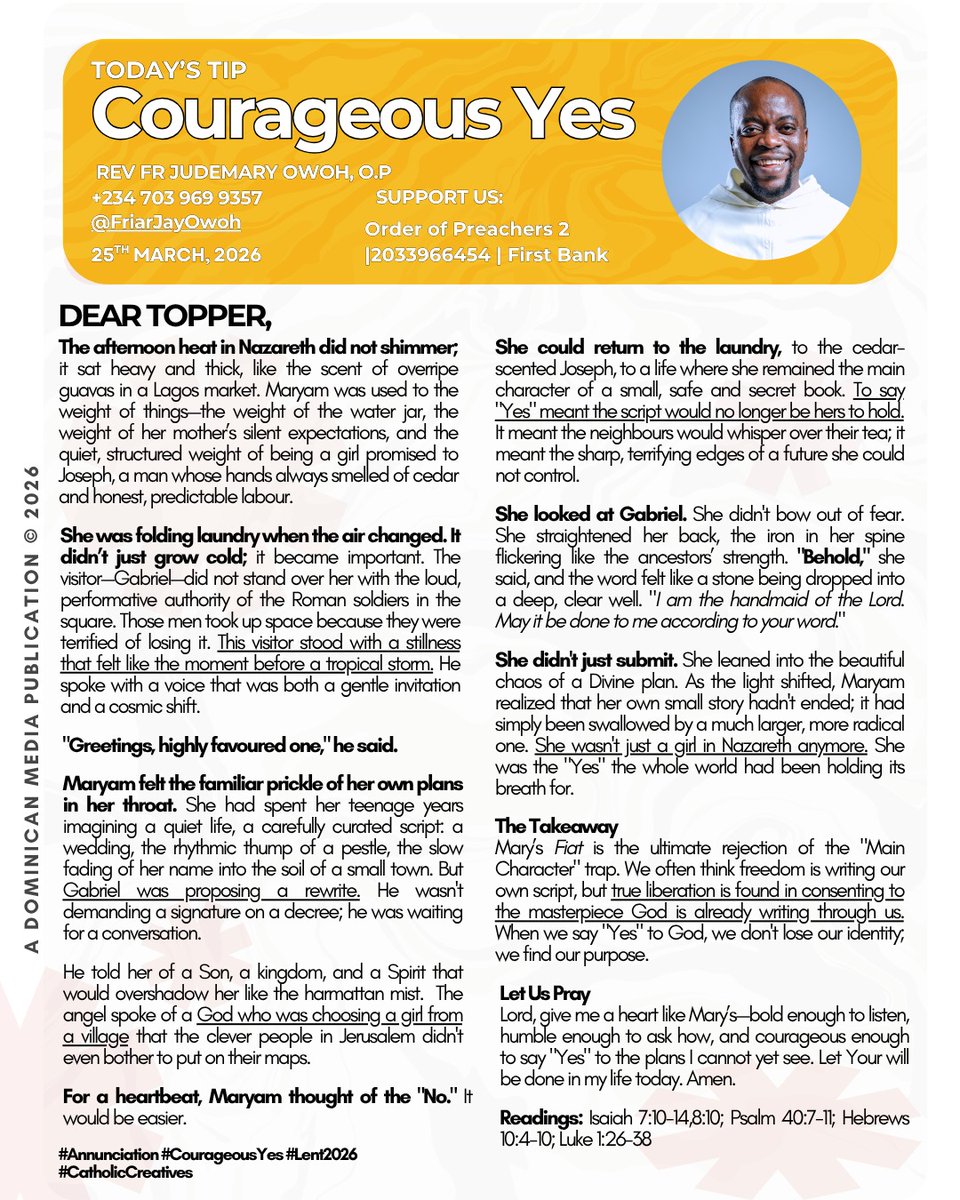 FriarJayOwoh's tweet image. Lord, may Your will be done in my life. Comment "FIAT" to unite your will with the Divine will.
YT - youtu.be/WFcbtha0Bac?si…
#CatholicX #FriarJay #DominicanMedia