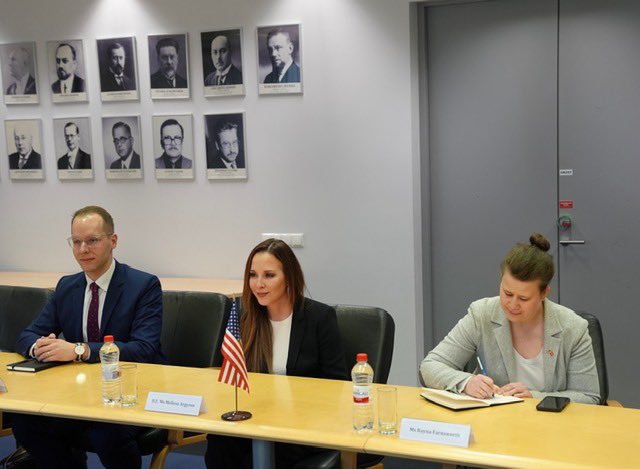 USEmbassyRiga's tweet image. In her first meeting with Interior Minister Kozlovskis and State Border Guard Chief Pujāts, Ambassador Argyros discussed how the United States and Latvia are working together to strengthen border security, combat illicit activity, and protect our people. #BorderSecurity