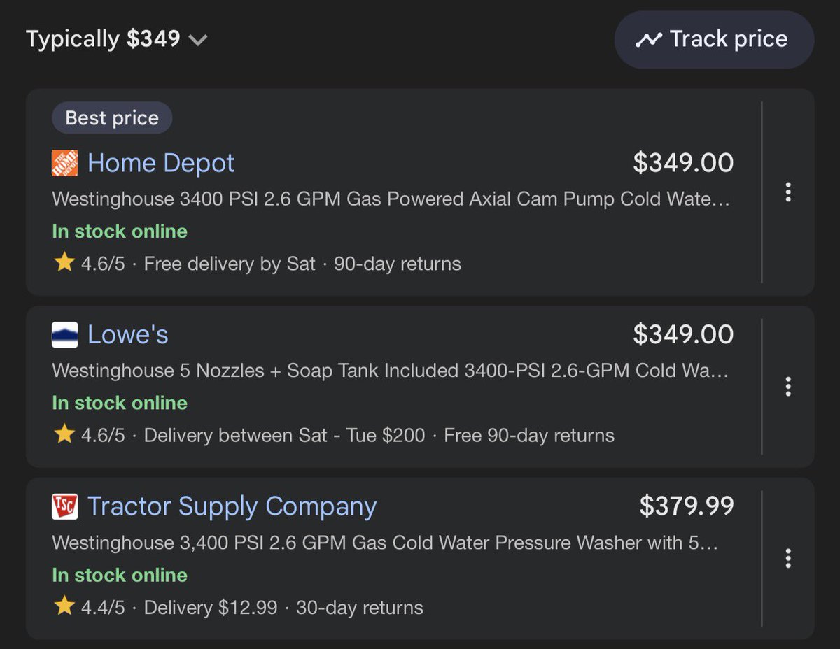 [USED - LIKE NEW] Westinghouse WPX3400 Gas Pressure Washer, 3400 PSI and 2.6 Max GPM now $198.93 via Amazon

🏷️ Save An Extra 40% Off Sold By Amazon Resale Products! Check Other Sellers For Extra 40% Off Tag!

🔗 - amzn.to/4svcvo9

#LRDeal | #AD