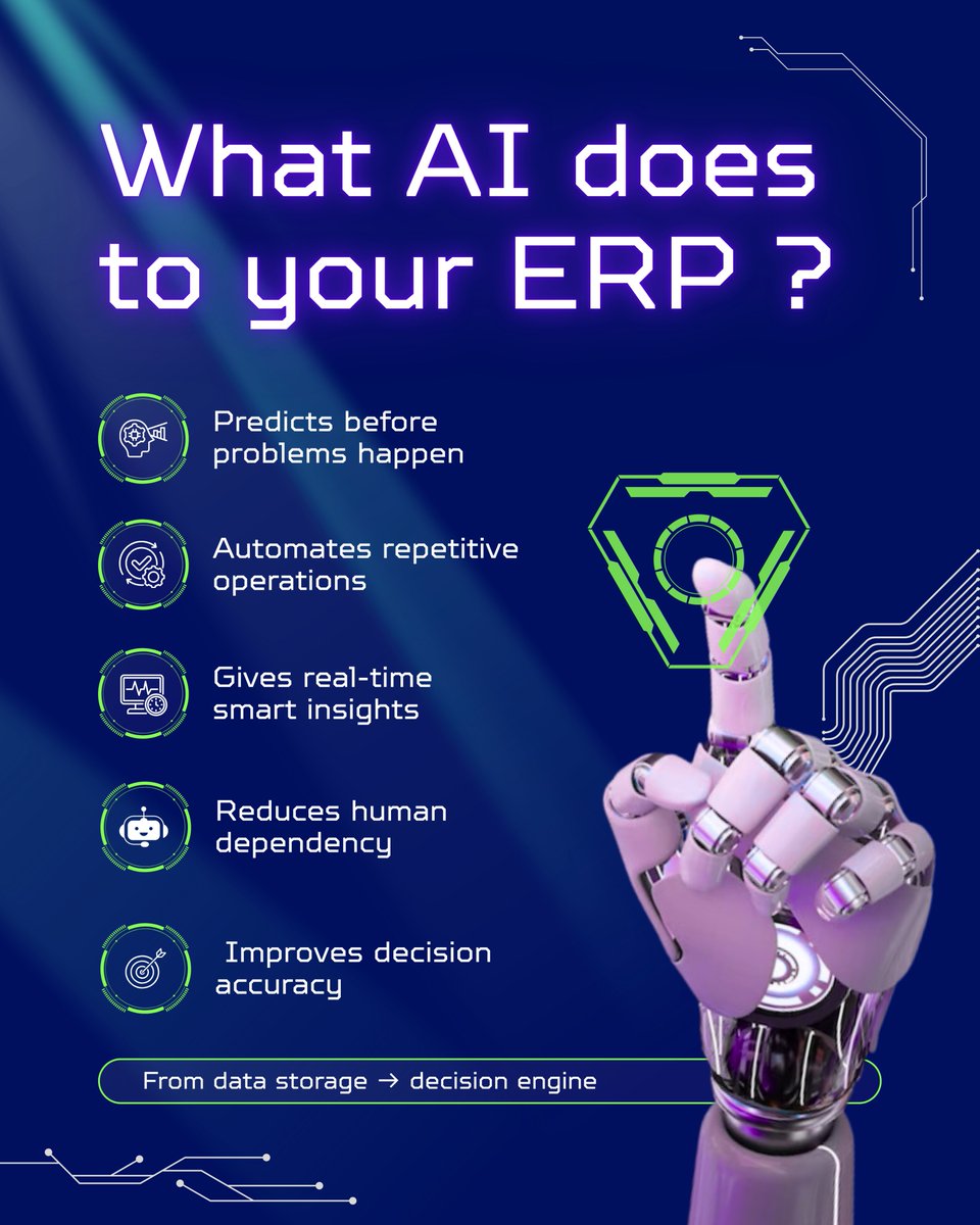 webelio_'s tweet photo. Most ERP systems manage data.
AI-powered ERP systems make decisions.
The shift isn’t optional anymore.
It’s already happening. https://t.co/ybBEgNljRG