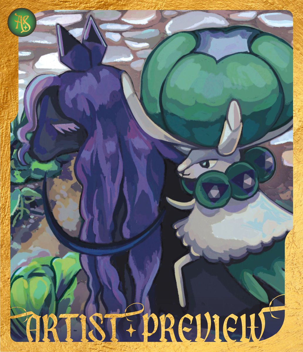 i had the honor of drawing my fivehead twin calyrex (both forms) for <a href="/legendaryzine/">Ancient Sagas: A Legendary & Mythical Pokémon Zine</a>! just in time for the year of the horse. i guess that makes calyrex an honorary horse girl 🐴

pre0rder your copy via the link in the reply—pre0rders end 4/3/26! 🛒