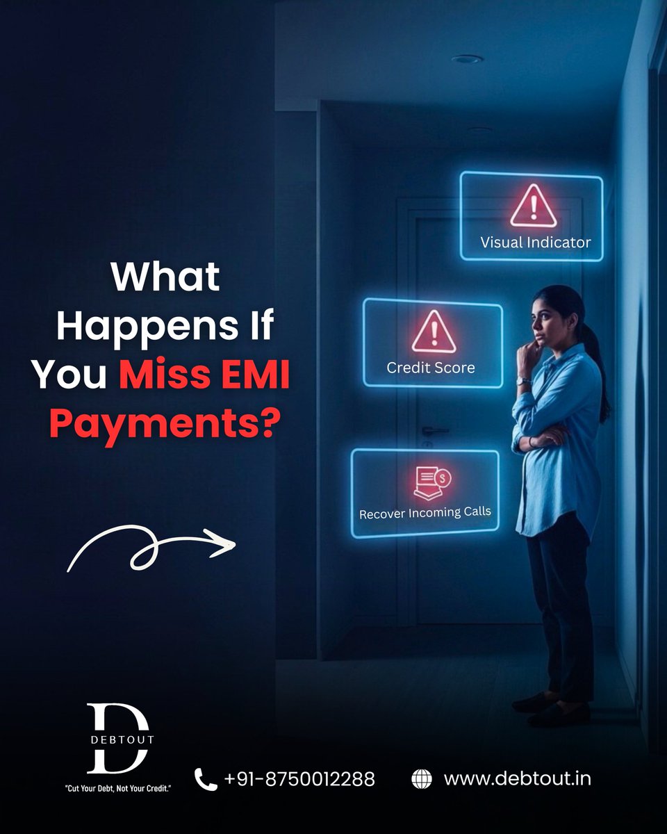 the_debtout's tweet image. Missing EMI payments can start a chain reaction, from reminders and recovery calls to increased interest, credit score impact, and rising financial pressure.
🌐 debtout.in
#debtout #emi #emibounce #debtrelief #debtmanagement #financialstress #creditcarddebt #loanhelp