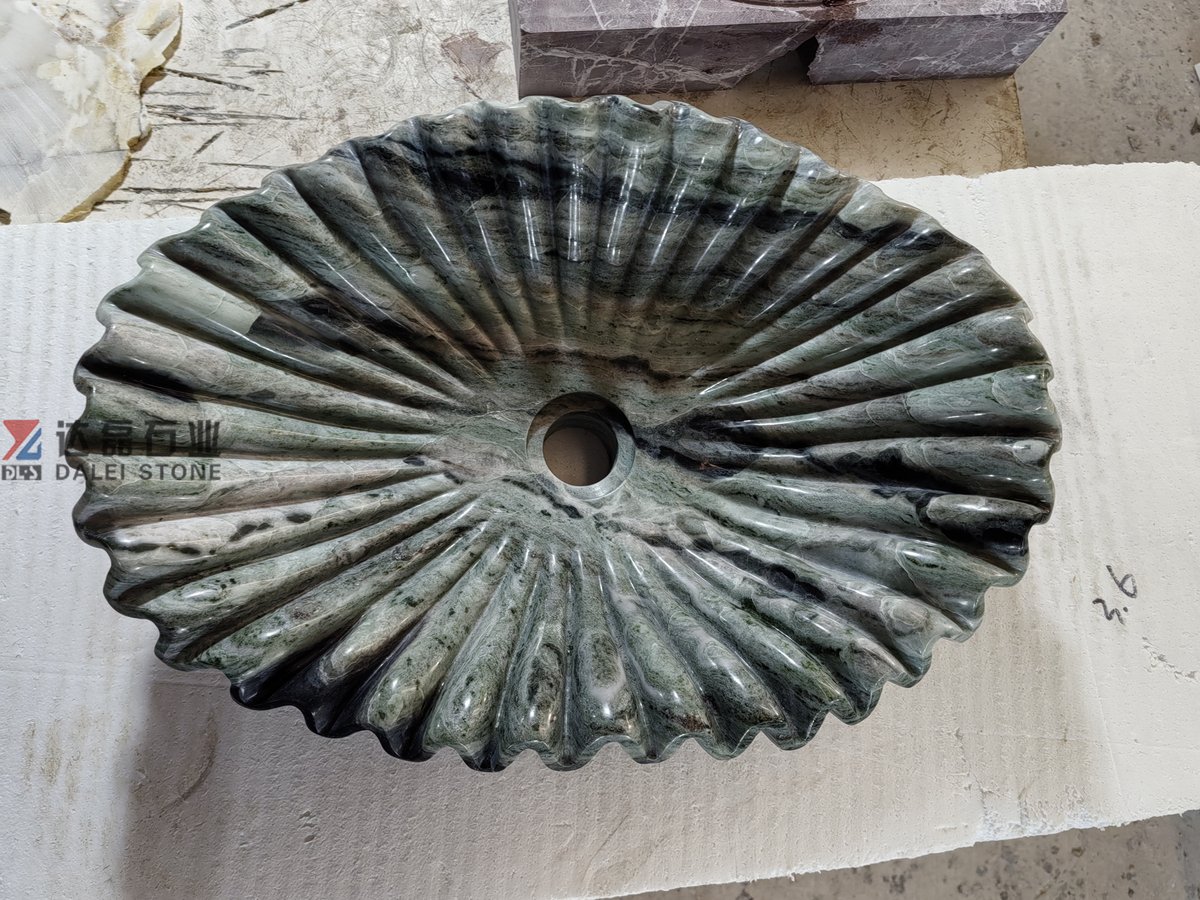 DaleiStone's tweet photo. Modern Raggio Verde Marble Wash Basin Bespoke Design Bathroom Decor

A unique, artisan-carved green marble vessel sink, featuring dramatic,  deep-fluted scalloped edges and a rich natural texture.

Welcome to inbox for price.

marbledl@daleistone.com

https://t.co/jZiVA7tEK3 https://t.co/oX1ER1NlFj