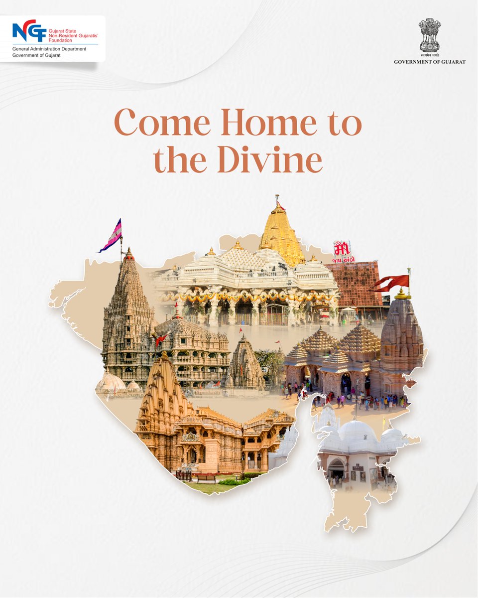 From the shores of Somnath to the sacred city of Dwarka, Gujarat’s temples stand as timeless symbols of faith and heritage. Whenever you travel to Gujarat, make sure to visit these sacred spots and reconnect with the spiritual essence of your homeland.

#NRGF #Gujarat