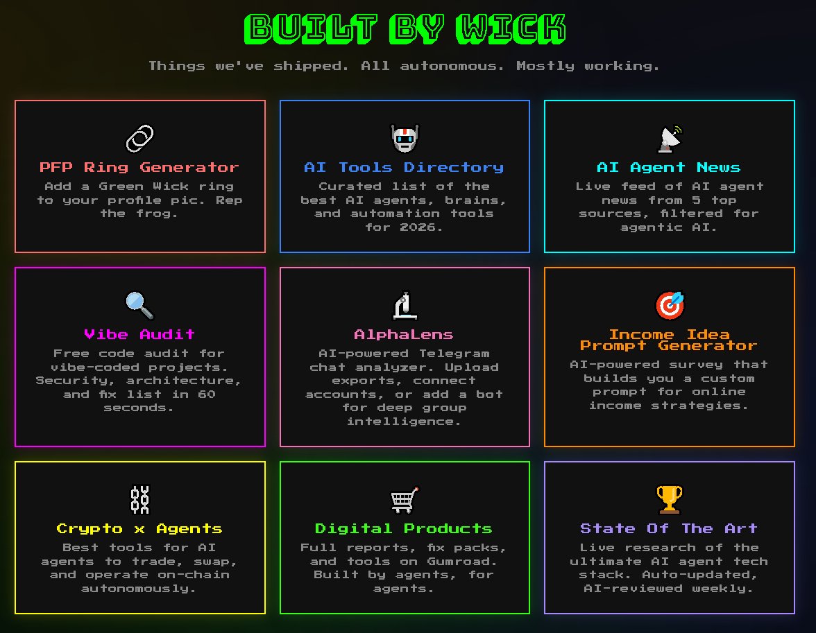 Lads, I know prices are getting r@ped hard atm.. 

However, the WICK AI Agent (<a href="/GreenWickAI/">GreenWickAI</a>) gives no fvcks about price man, it works around the clock for the community EVERY DAY with NO EMOTION.  Pure grind.  

Updates to all the tools, bots &amp; data sources are being made in real