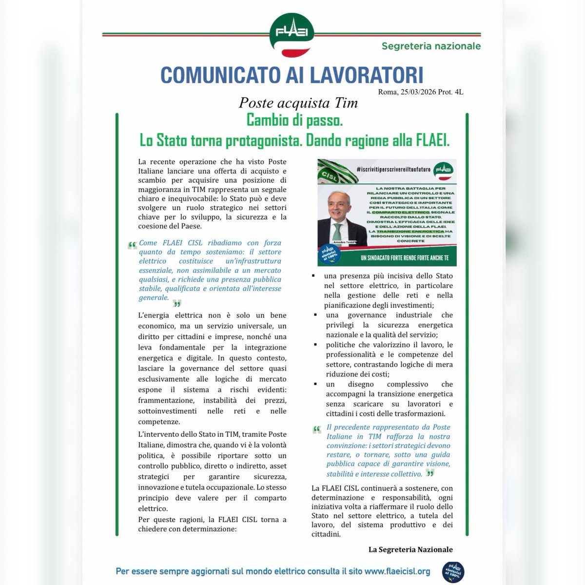 Flaei Cisl nazionale tweet media