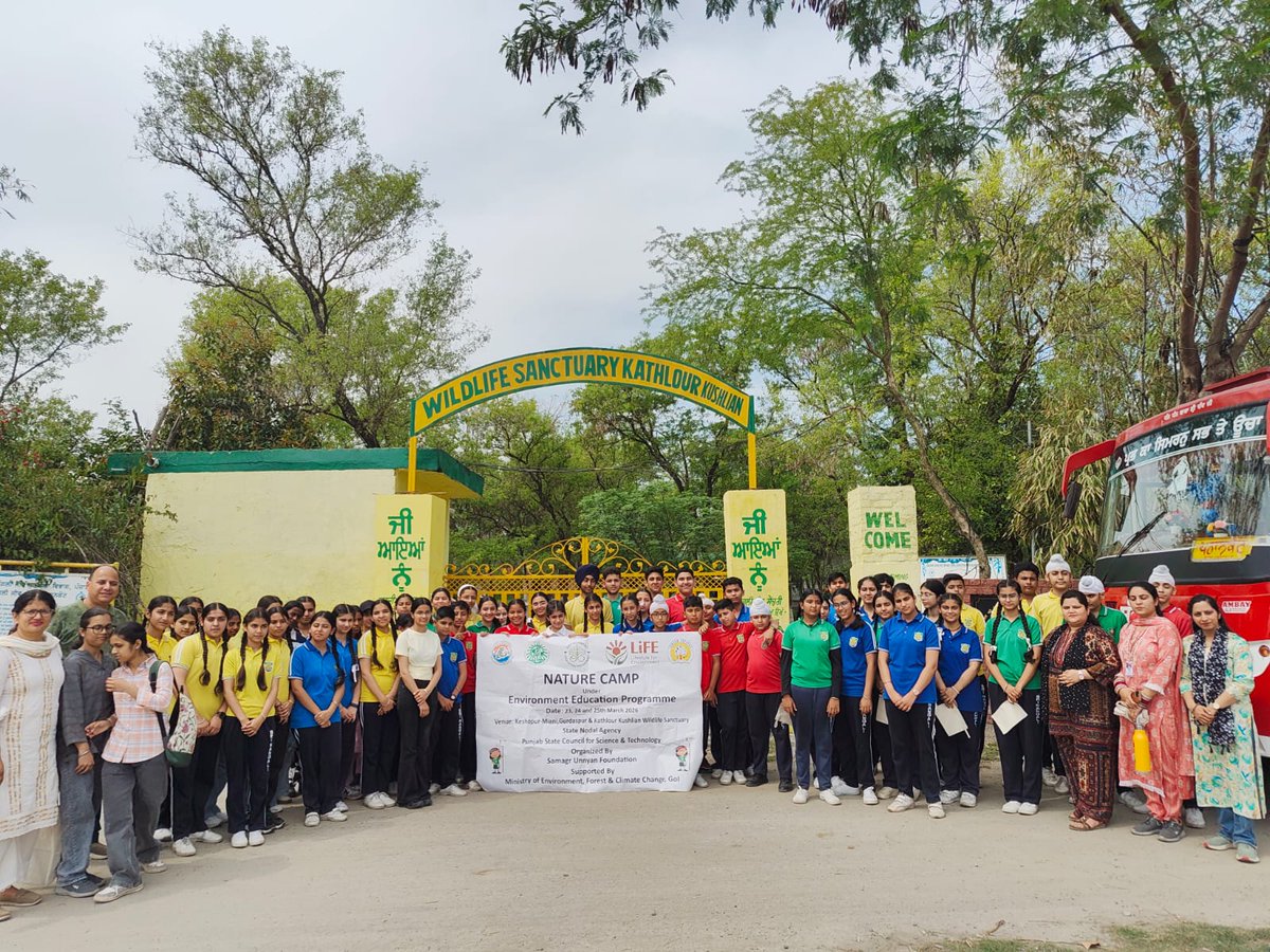 SamagrUnnayan1's tweet photo. Successfully conducted a 3-day nature camp at Kathlour Kushlian Wildlife Sanctuary &amp; Keshopur-Miani Gurdaspur. From 23 March to 25 March 2026. With the students of @mohan_pt72480 &amp; Sri Nangli Acadmic Public School. The event was guided by @PSCST_GoP &amp; @moefcc https://t.co/YpnT8rqV94