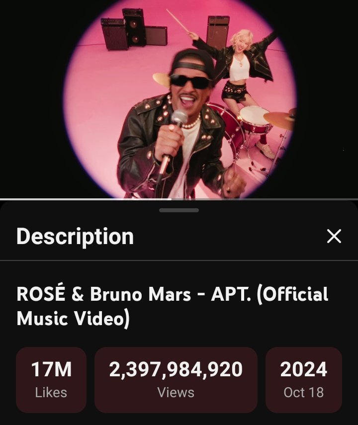 APT. → 2.4B views
The first MV to reach this milestone this decade