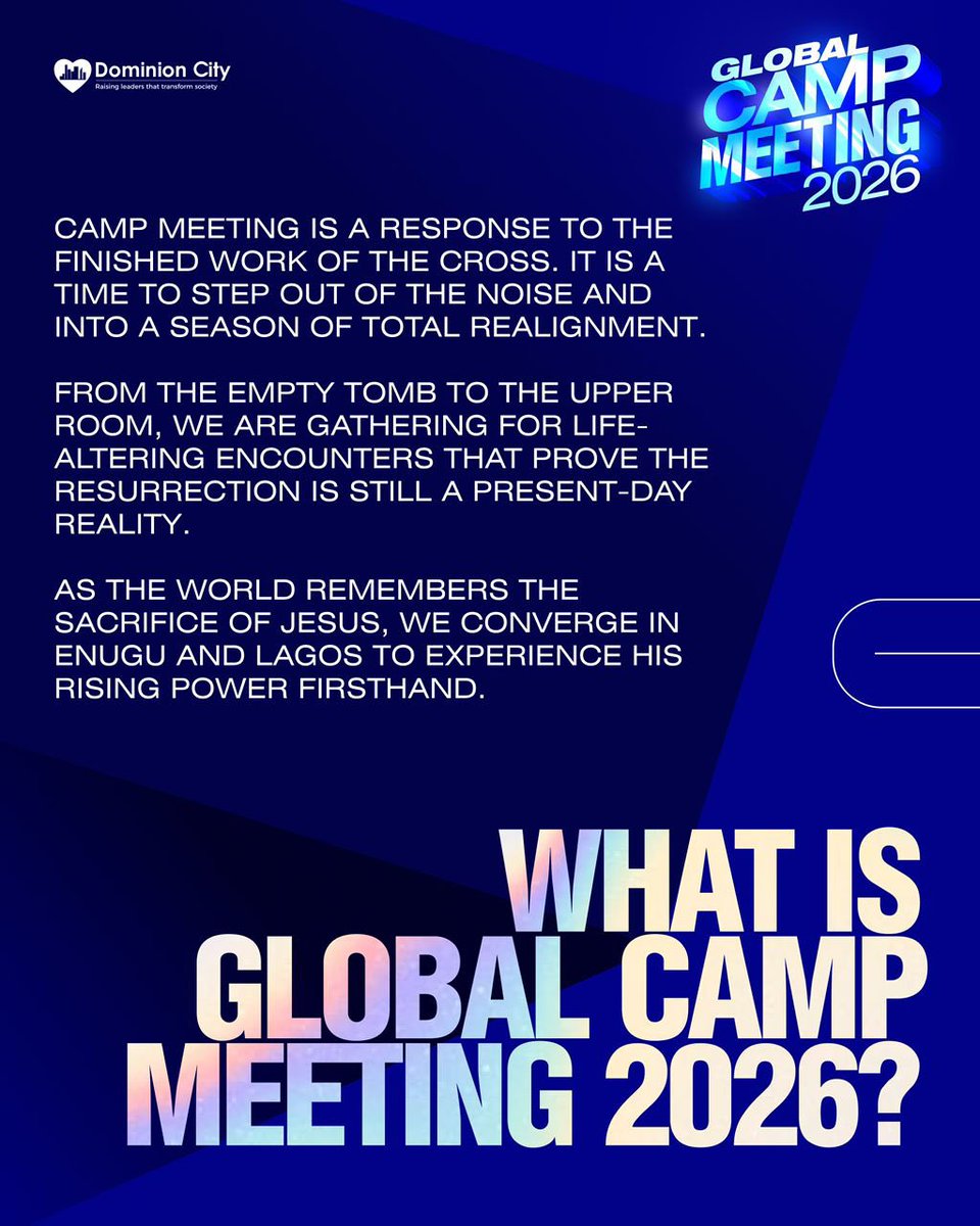 dcwuse's tweet photo. Come and experience God move like never before. We are in the days of the latter wine. Don’t miss this year’s global meeting. 

#GlobalCampMeeting2026 https://t.co/yHR7kyiqQh