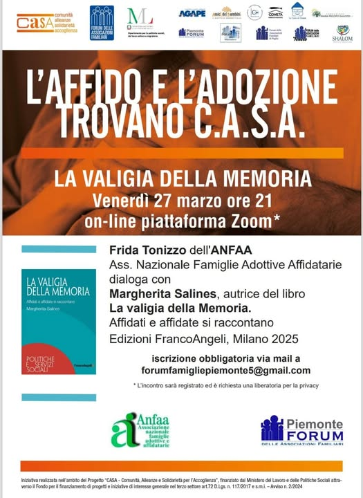 un evento da non perdere
su
#Affido e
#Adozione
iscrivetevi
forumfamigliepiemonte5@gmail.com