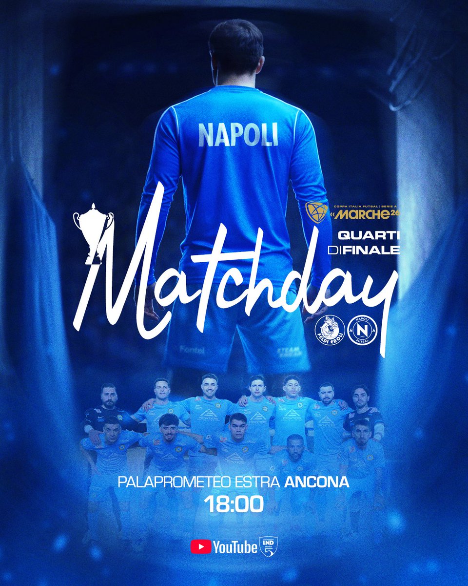 NapoliFutsal's tweet photo. ๐ฉต ๐ ๐๐ง๐๐๐ฟ๐ผ๐โผ๏ธ
๐ #CoppaItaliaFutsalM #FINALEIGHT ๐ฎ๐น
๐ quarti di finale ๐ Feldi Eboli
๐ PalaPrometeo Estra - Ancona
โถ๏ธ oggi, ore 18:00
๐ด in diretta sul canale YouTube della Divisione Calcio a cinque
#NapoliFutsal https://t.co/sthtF6S54T
