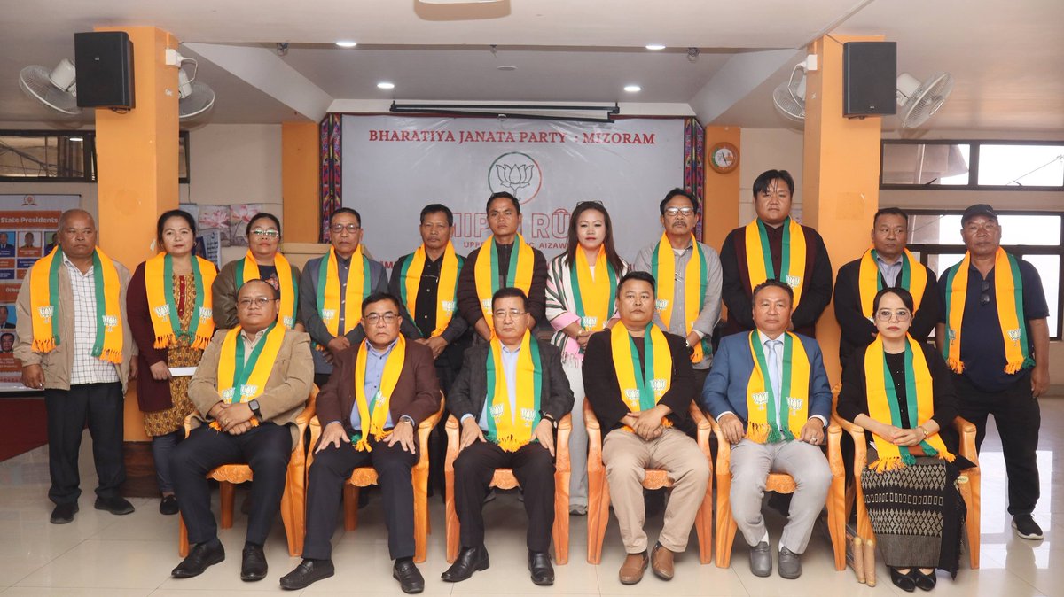 BJP4Mizoram's tweet photo. BJP Mizoram chuan vawiin 24th March, 2026 Thawhlehni Chawhnu Dar 2:00 pm hian, Aizawl Municipal Corporation Election lo awm tur atana BJP Official Candidate puanna hun, BJP Mizoram State Office, Mipui Rûn, Upper Republic-ah neiin, Pu Lalfakzuala Hauzel, State General Secretary-in inkhawm a kaihruai a, Dr. K. Beichhua, MLA & State President-in AMC BJP Official Candidate tur puanna leh thusawina hun a nei a, Pu K. Hrahmo, MLA & State Core Group Member-in thusawina hun a nei bawk.

Dr. K. Beichhua, MLA & State President chuan, "BJP AMC Official Candidate tur atana Ward 11-ah Candidate ṭha tak tak Pathianin min pe hi kan lawm hle a ni," a ti.
Aizawl khawpuiin hma a sawn theihna tur atana BJP Official Candidate tur te chu heng te hi an ni:-

1. Pu R. Lalhmingmawia, (Bawngkawn) I (I)
2. Pi Lalduhawmi, (Bawngkawn) 2 (II)
3. Pi Lalengtluangi, (Ramhlun South) 4 (IV)
4. Pu Lallianzela, (Zemabawk West) 7 (VII)
5. Pu Lalduhawma, (Chite) 8 (VIII)
6. Pu T. Zoramthanga, (Tuithiang Veng) 9 (IX)
7. Pi Gracy Vanlalawmpuii Pachuau, (Tanhril) 11 (XI)
8. Pu C. Lalrinawma, (Tuivamit) 13(XIII)
9. Tv. B. Lalrintluanga, (Bungkawn Vengthar) 15 (XV)
10. Pu K. Sanghluna, (Salem Veng) 18(XVIII)
11. Pu Liandawla, (Tlangnuam Vengthar) 19 (XIX)

#BJP4Mizoram #BJP4Aizawl #BJP #Mizoram

@NitinNabin @blsanthosh @sambitswaraj @deveshkumarbjp