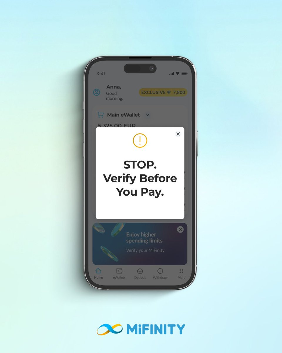 MiFiPayments's tweet image. Look out for each other. 🔐 If someone claims ‘urgent payment’ or ‘guaranteed returns’, take a moment to verify their account. Stay safe! ⚠️

#security #verify #ewallets #mifinity #transfer