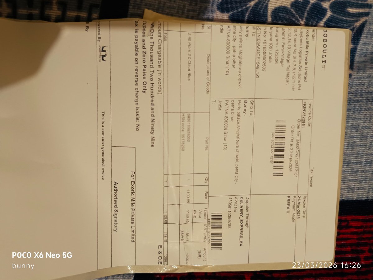 bunny0000111's tweet photo. NCH Complaint Registered (Docket No: 8954709) - Fraud Alert"
Dear Boult Audio and Delhivery Support, I am writing to report a serious incident of theft and package tampering regarding my Boult order ID BAD2CN2122572151 tracking number/AWB number: 48058110359785, patna https://t.co/oMHqWmSVqs