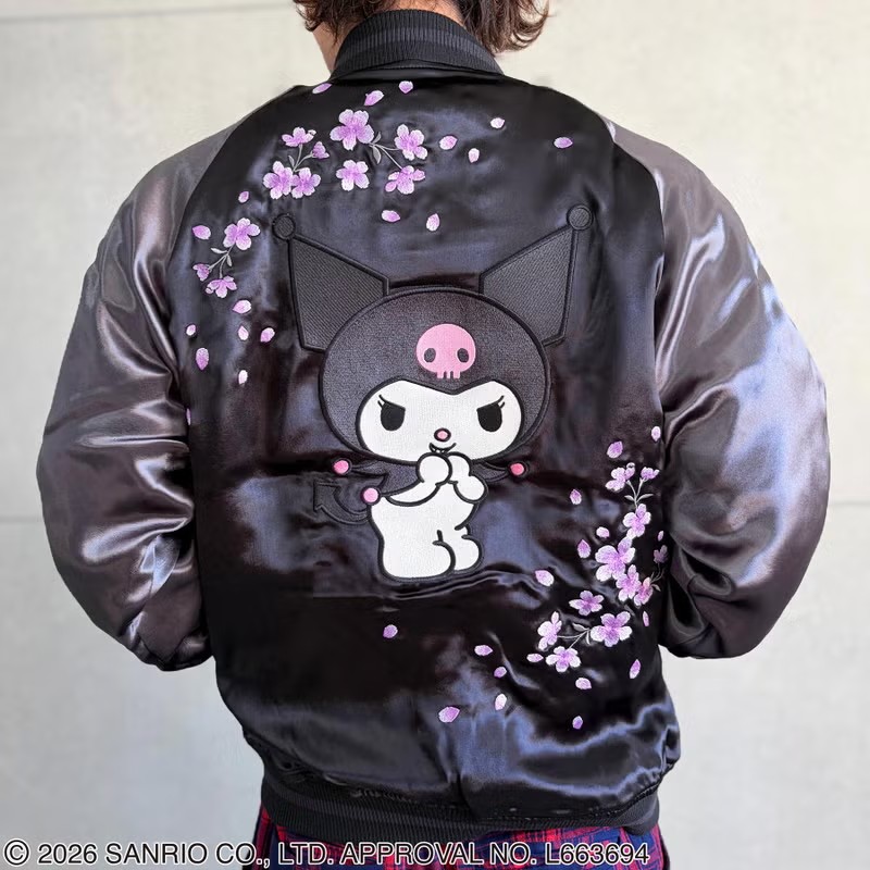 RyugiAssaku's tweet photo. ＜予約＞
【絡繰魂・粋×KUROMI】
“KUROMI SAKURA”刺繍入りリバーシブルスカジャン

size：M～XXL
¥36,300税込

▼商品ページはこちら
https://t.co/15ISU1HFiS https://t.co/zr1w51e7bG