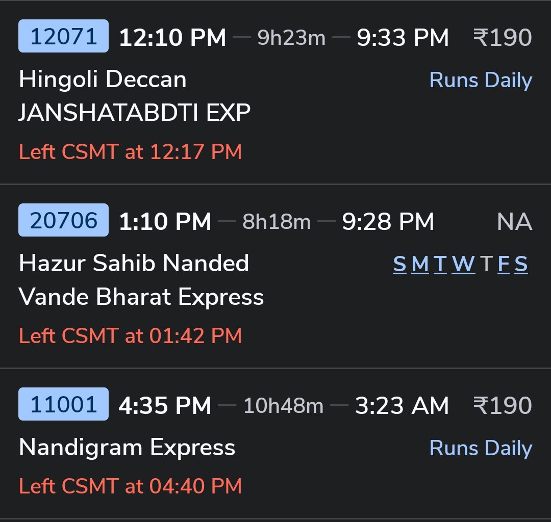 agifwala's tweet photo. Why are trains departing late from CSMT? Almost every train is delayed, affecting punctuality. Even Vande Bharat isn’t on time. This isn’t just about Mumbai locals long-distance trains are impacted too. What’s going on? @drmmumbaicr @RailMinIndia @IRCTCofficial @Central_Railway https://t.co/f3NmFKpEcR