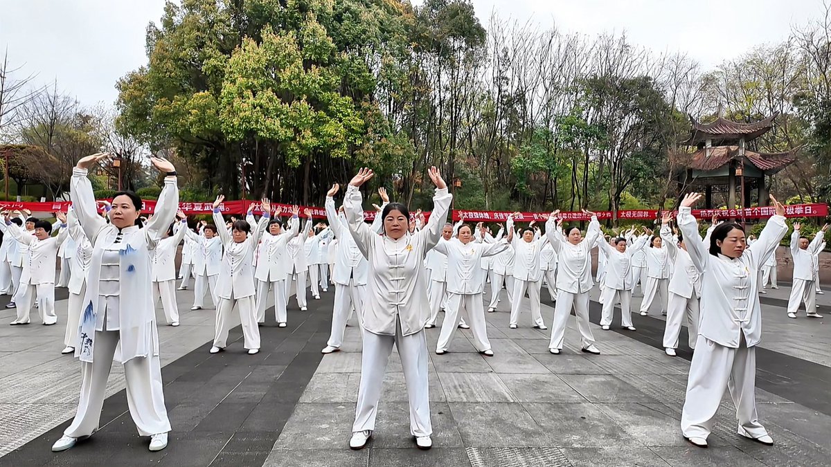 FunZunYi's tweet image. In the woods, Tai Chi unfolds, with heaven and earth embraced within. #zunyi #guizhou #taichi