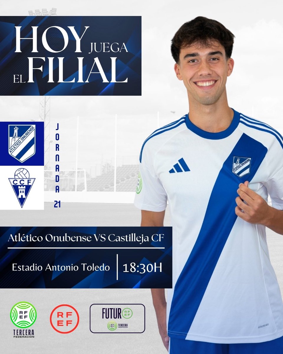 Hoy tenemos por delante el partido aplazado de la Jornada 21 contra el <a href="/castilleja_cf/">Castilleja Club de Fútbol</a> 🤜🏻🤛🏻

Hoy es día de Atlético Onubense 🤍💙

¡A por todas, equipo!

#AtOnubenseCastilleja
