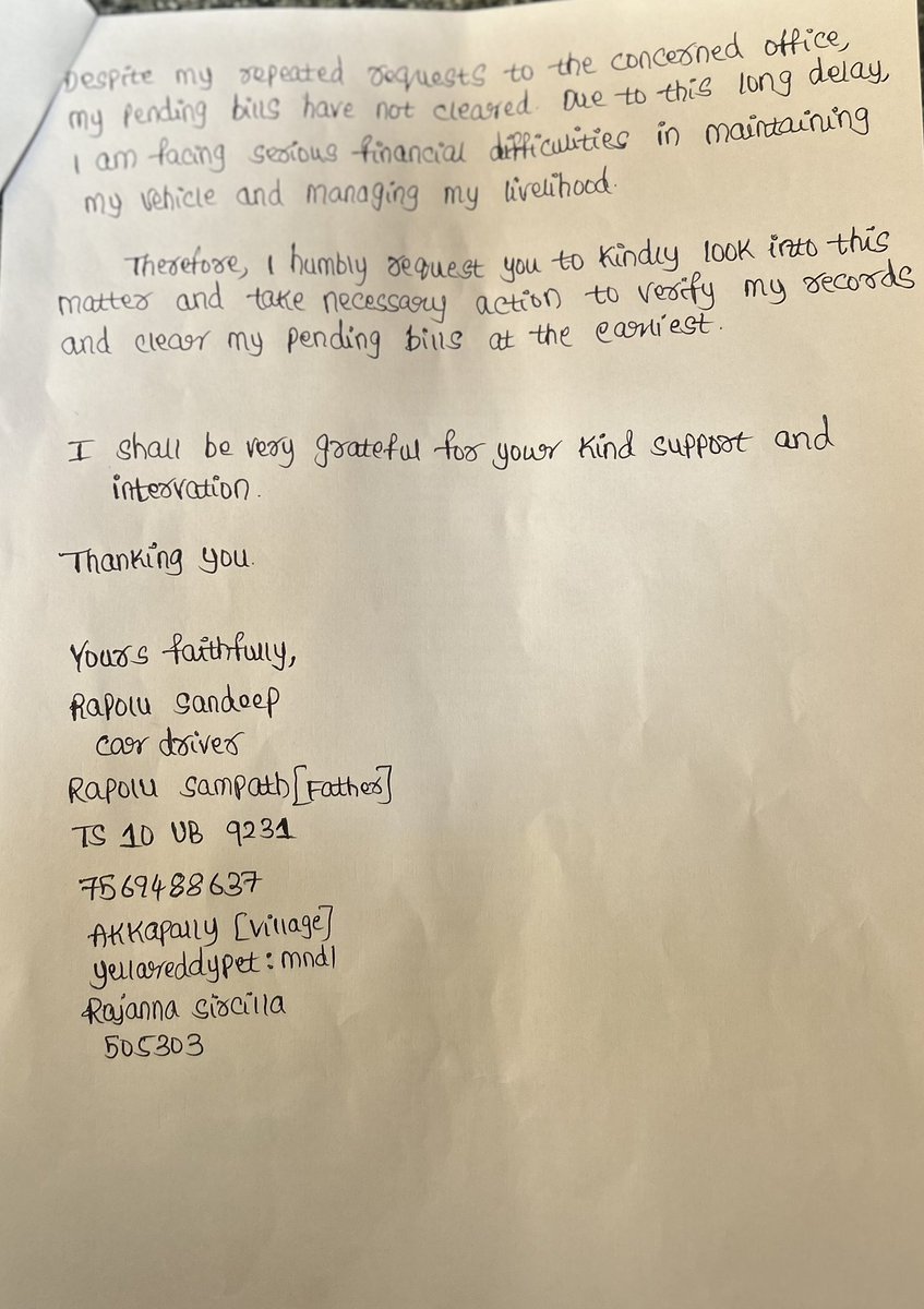 Sandeep60601847's tweet image. Respected Madam @Collector_RSL
@Garimakagrawal

This is not just a delay, it’s injustice.

A driver’s 9 months’ hard-earned payment has been pending for 2 years with no response even after representation.

Kindly take action and clear the dues. #JusticeDelayed #PendingBills