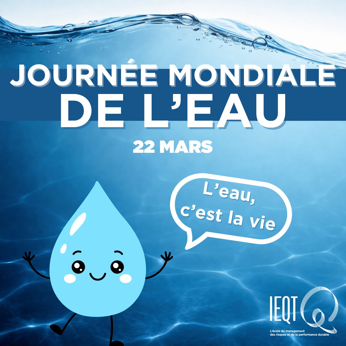 🌍Célébrons la Journée mondiale de l’eau !

Ce 22 mars a été marqué par la Journée mondiale de l’eau, une ressource essentielle que nous devons préserver !

À l’IEQT, nous nous engageons à préparer les étudiants aux défis de demain. 
🤝Ensemble, construisons l’avenir de l’eau.