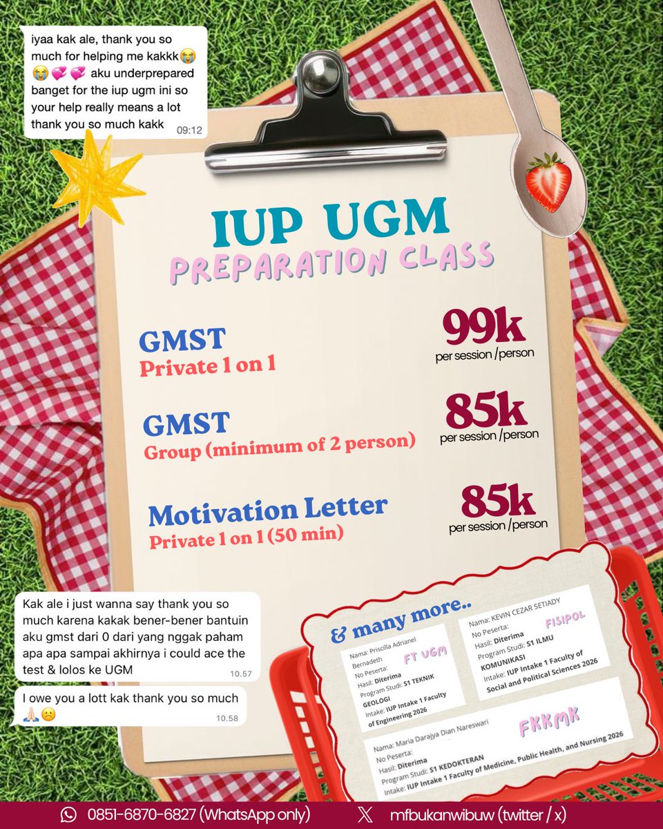 ale 𝜗𝜚 TUTORING IUP UGM & ITB tweet media