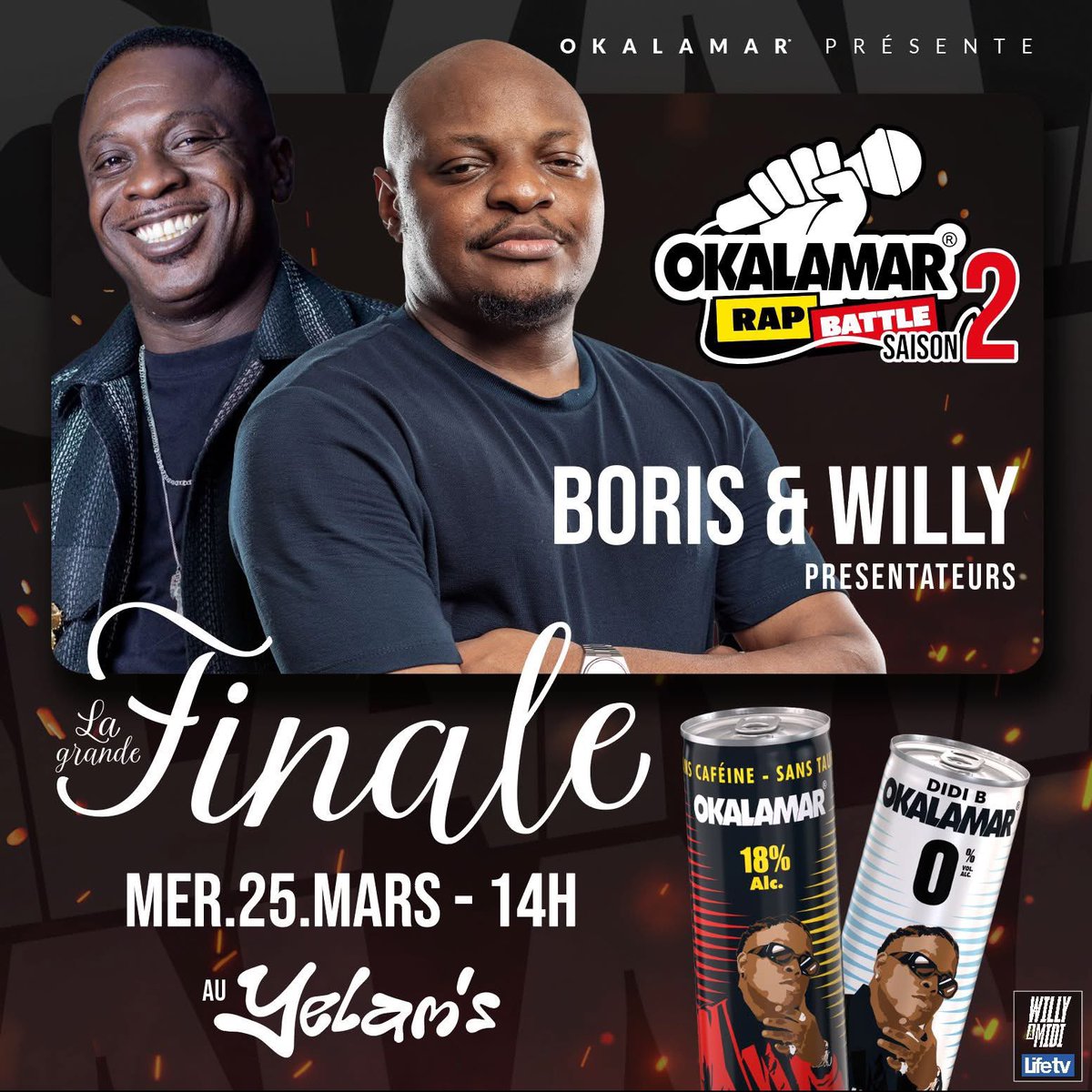 Rozeripagefan's tweet photo. C’est aujourd'hui que tout se joue pour la finale d'Okalamar Rap Battle Saison 2.
Sindika , Boris Gouma et Willy Dumbo vous attendent pour couronner le grand vainqueur. 👑
On se voit là-bas ? 🙌✨
#okalamarrapbattle2 #Okalamar #rapivoire #DidiB https://t.co/hVR4DWcqdj
